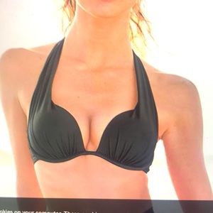 NWT Kenneth Cole Halter Underwire Bra Swim Bikini Top Small Black